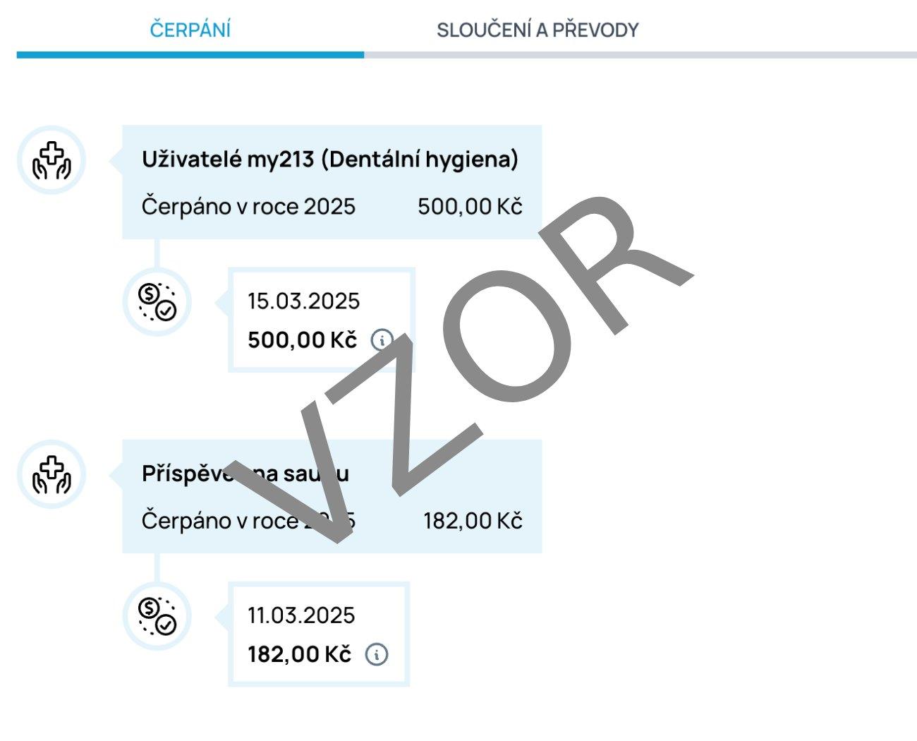 Ukázka příspěvků a bonusů